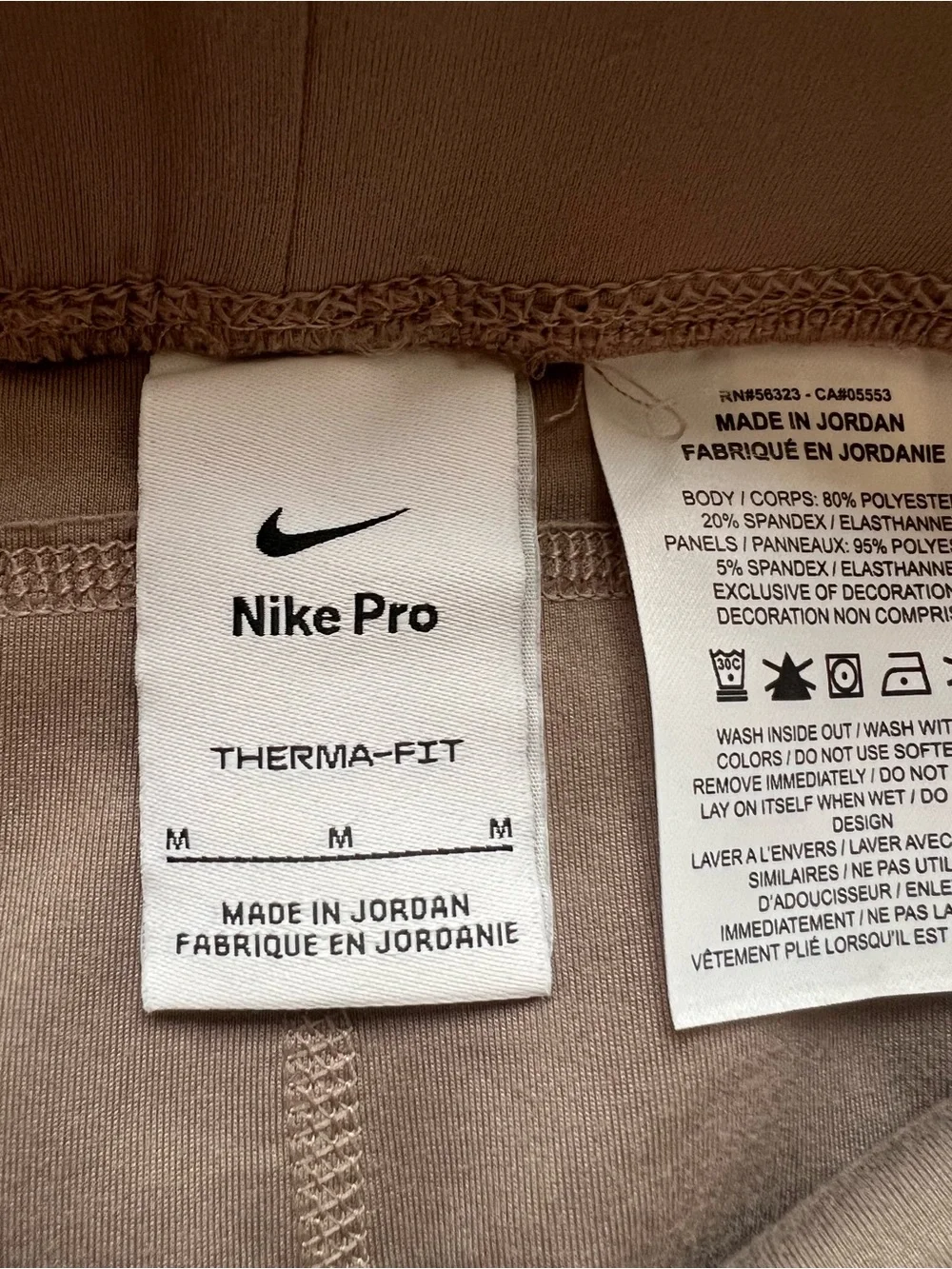 Nike Pro ThermaFit ADV High Waisted Workout Leggings - Women’s Large Biege BNWT